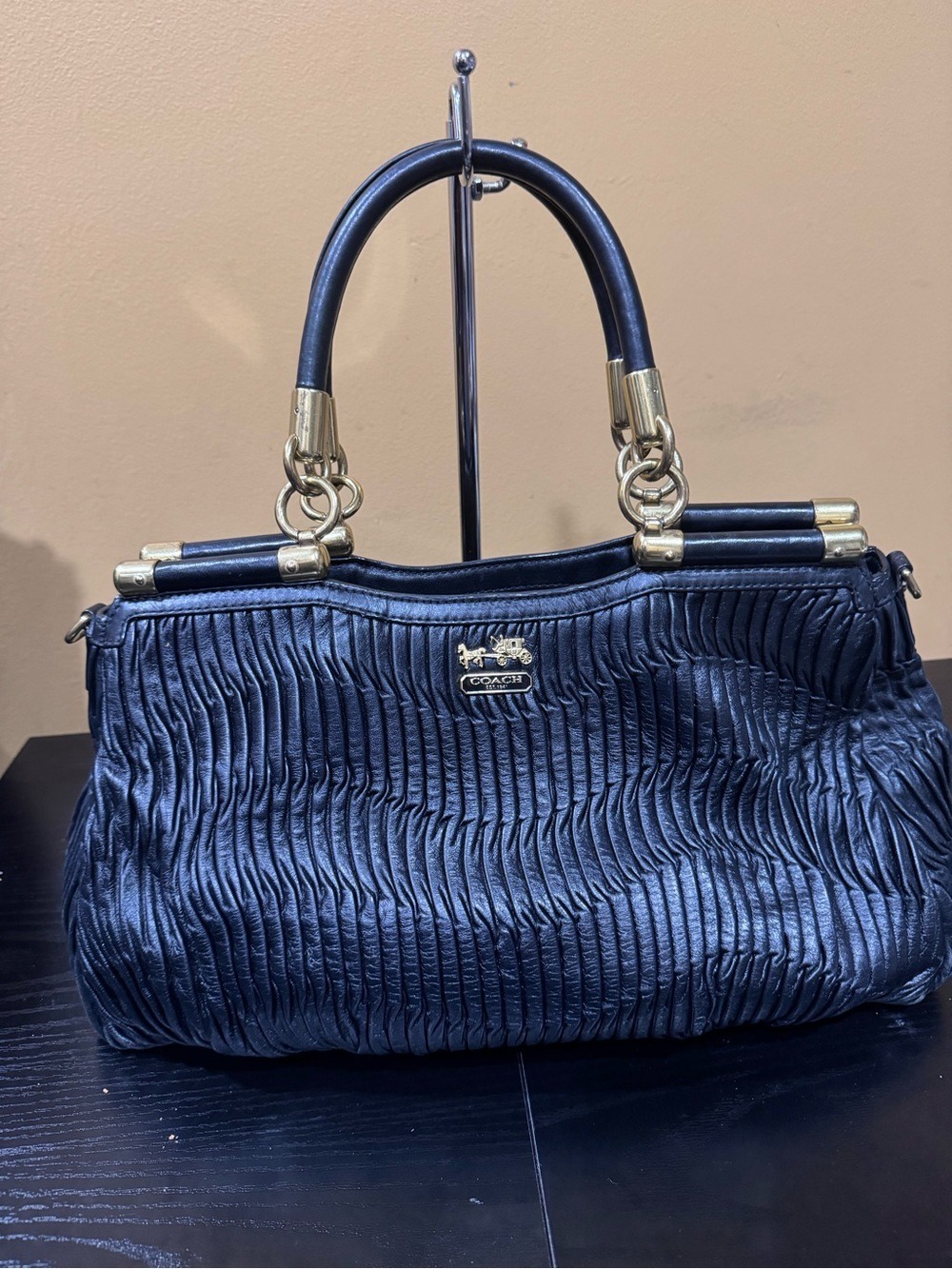 Coach Madison Gathered Leather Carrie Satchel MSRP $698